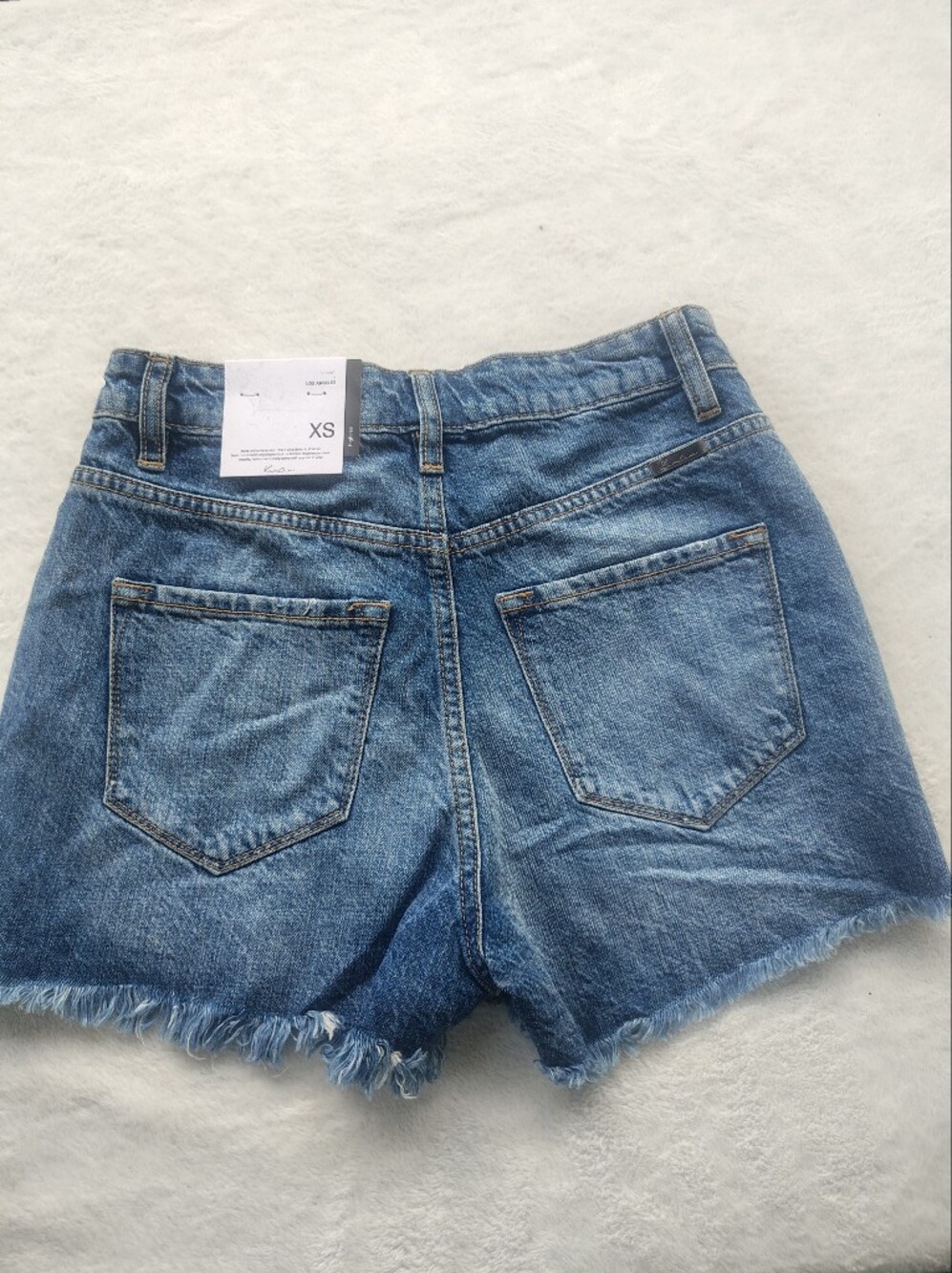 KanCan Distressed Blue High-Rise Denim Shorts - Picture 6 of 12